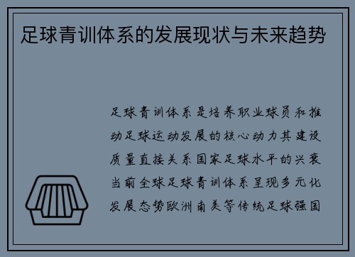 足球青训体系的发展现状与未来趋势